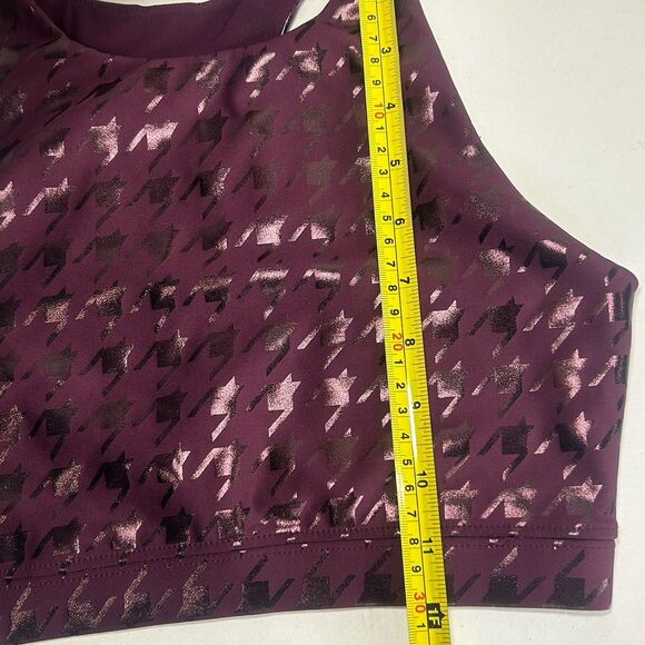 PELOTON Show Up Foil Houndstooth High Neck Bra Women’s Sz Small Plum Purple - Picture 7 of 7